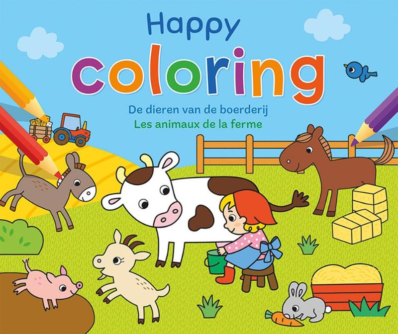 Omslag van Happy Coloring - De dieren van de boerderij / Happy Coloring - Les animaux de la ferme
