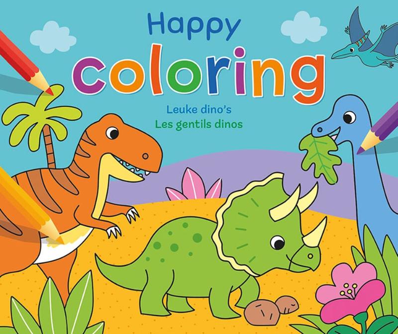 Omslag van Happy Coloring - Leuke dino's / Happy Coloring - Les gentils dinos