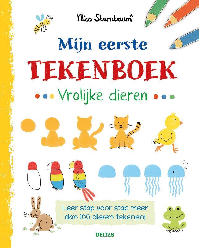 Omslag van Mijn eerste tekenboek Vrolijke dieren