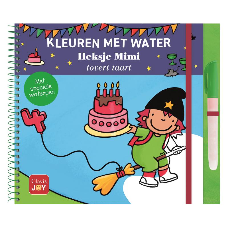 Omslag van Kleuren met water. Heksje Mimi tovert taart