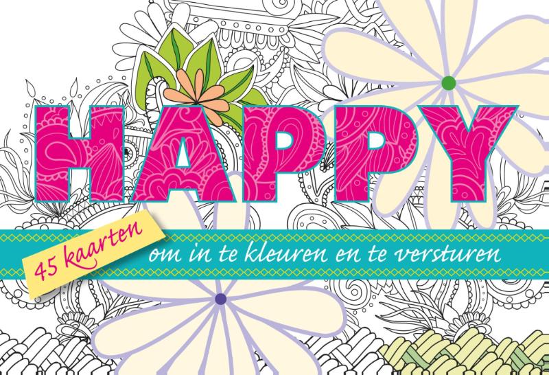 Omslag van Happy, 45 kaarten om in te kleuren en te versturen