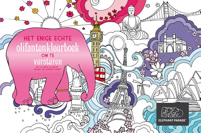 Omslag van Het enige echte olifantenkleurboek om te versturen