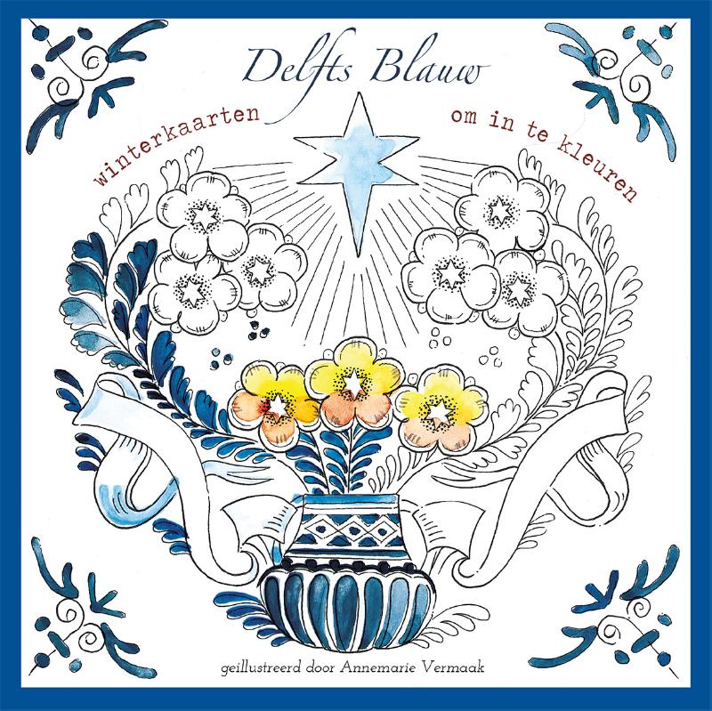 Omslag van Delfts Blauw winterkaarten om in te kleuren