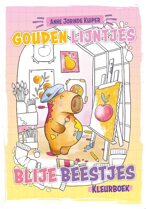 Omslag van Gouden Lijntjes Blije Beestjes kleurboek