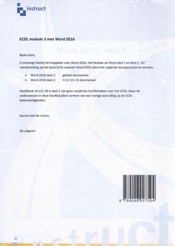 Omslag van ECDL mod.3, Word2016