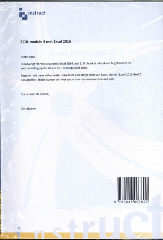 Omslag van ECDL mod.4, Excel2016