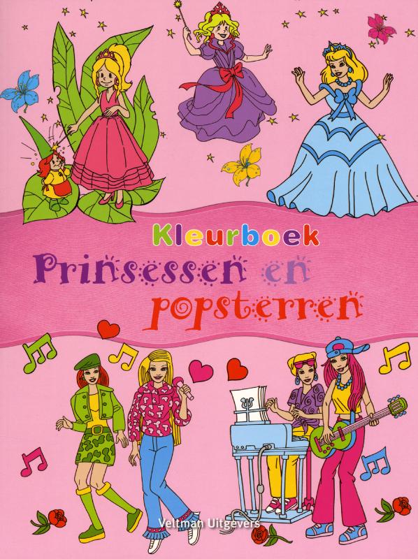 Omslag van Kleurboek prinsessen en popsterren