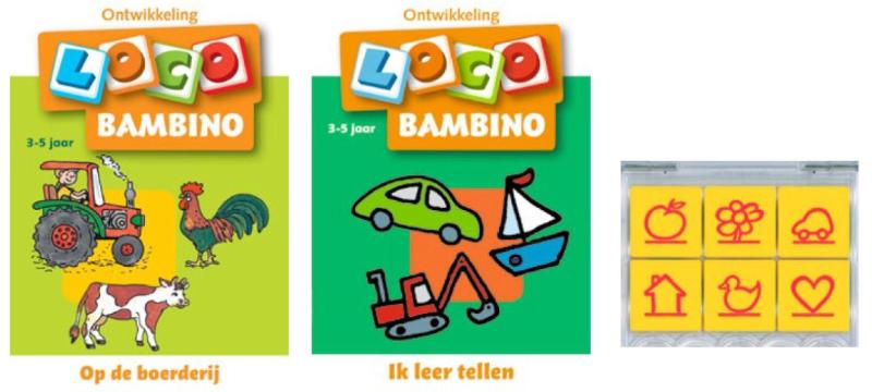 Omslag van Loco Bambino op de boerderij (doos + 2 boekjes)