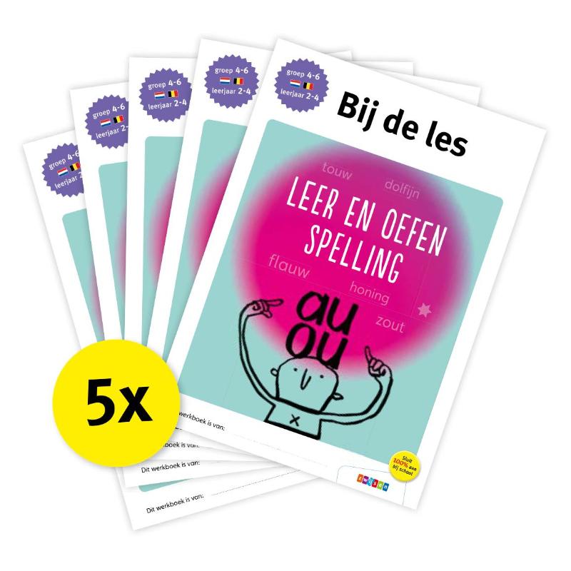 Omslag van Pakket Bij de les Leer en oefen spelling (5 ex)