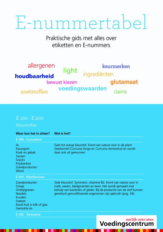 Omslag van E-nummertabel