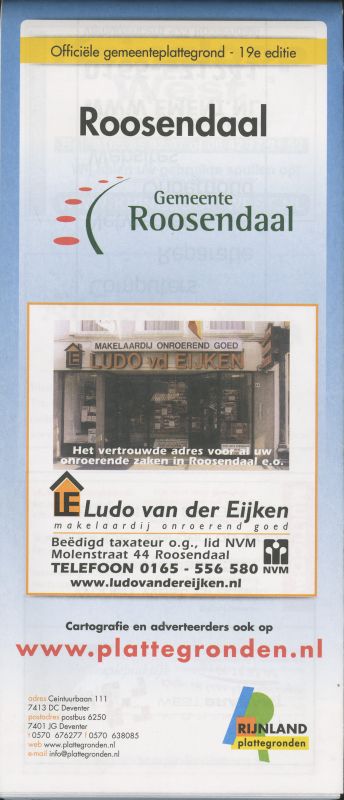 Omslag van Rijnland plattegrond van Roosendaal