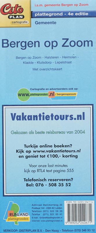 Omslag van Rijnland plattegrond Bergen op Zoom