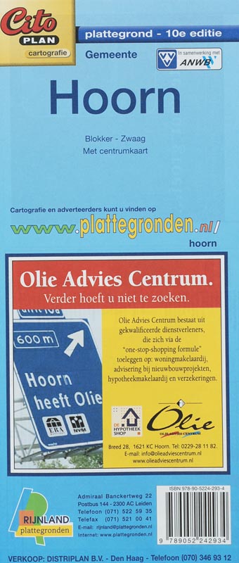 Omslag van Rijnland plattegrond Hoorn