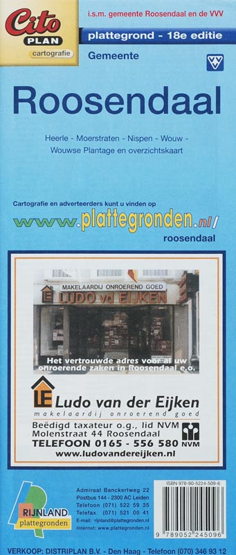 Omslag van Rijnland Plattegrond van Roosendaal en Nispen Noord Brabant