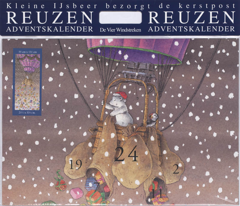 Omslag van Kleine IJsbeer bezorgt de kerstpost reuzenadventskalender