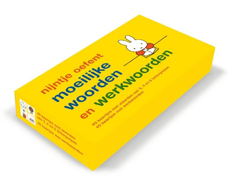 Omslag van oefenkaartjes nijntje oefent moeilijke woorden