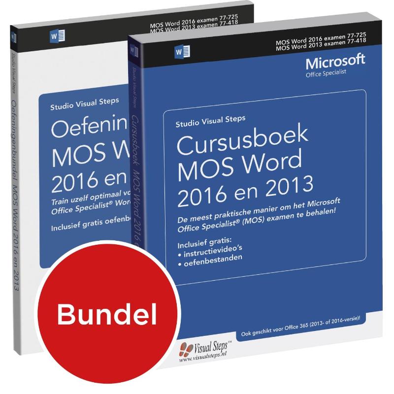 Omslag van Cursusboek MOS Word 2016 en 2013 / Oefeningenbundel MOS Word 2016 en 2013