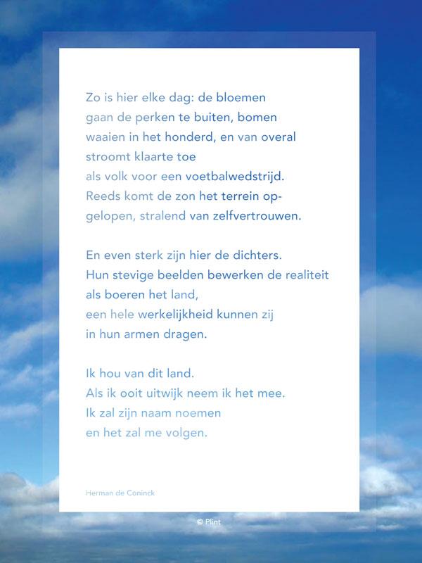 Omslag van Raamgedicht Plint 'Zo is hier' Herman de Coninck