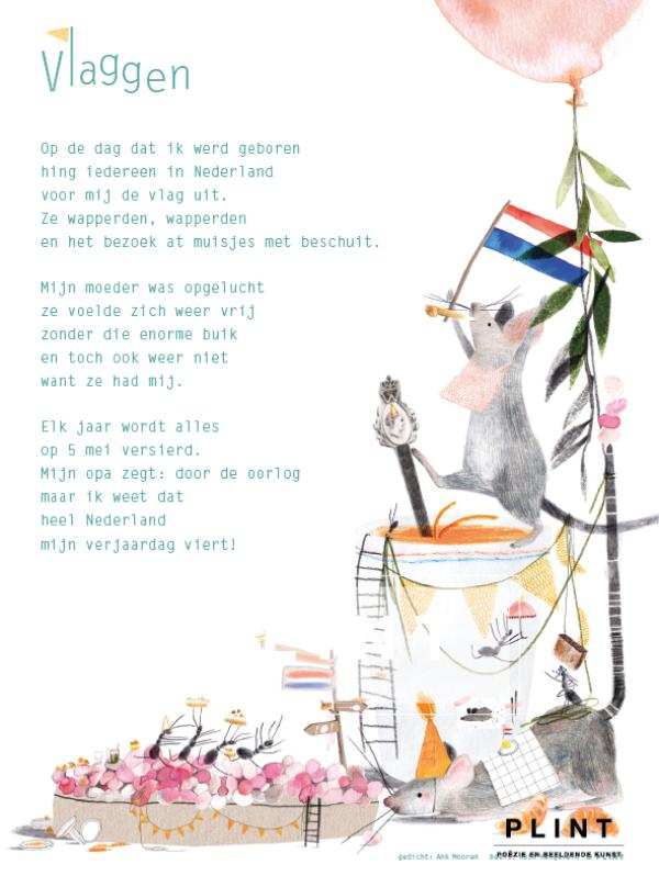 Omslag van Plint poëzieposter 'Vlaggen' Ank Mooren en Ruth Hengeveld