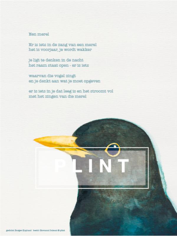 Omslag van 10 x A4 poster 'Merel' Rutger Kopland