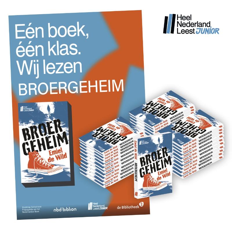 Omslag van Broergeheim Schoolpakket Heel Nederland Leest Junior 2024