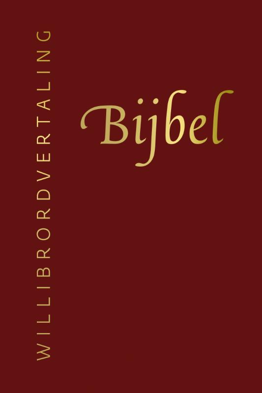 Omslag van Bijbel (Willibrordvertaling) in leer met goudsnee (rood)