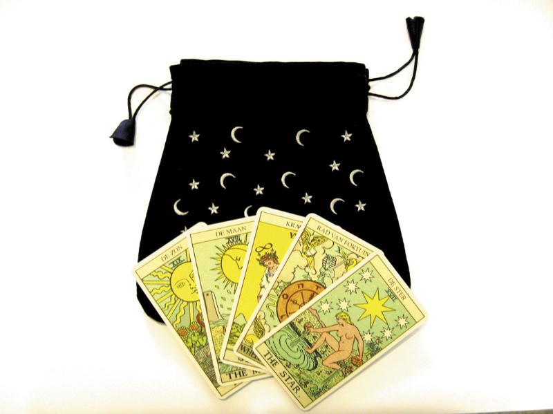 Omslag van Waite Tarotspel (groot formaat) met fluwelen tarotbuidel Maan & Sterren