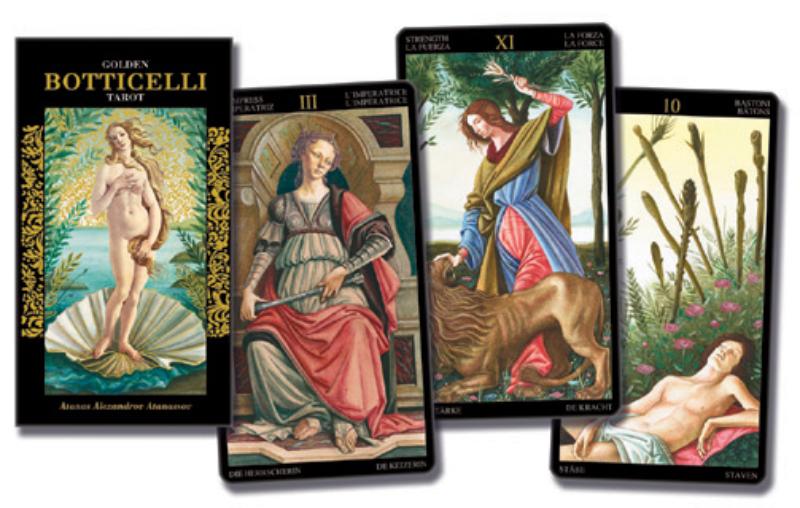 Omslag van Scarabeo Golden Botticelli Tarot (NL) - met goudopdruk