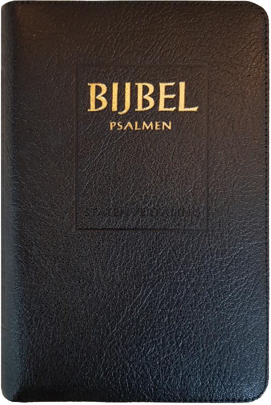 Omslag van Bijbel (SV) met psalmen (niet-ritmisch) - met goudsnee, rits en duimgrepen