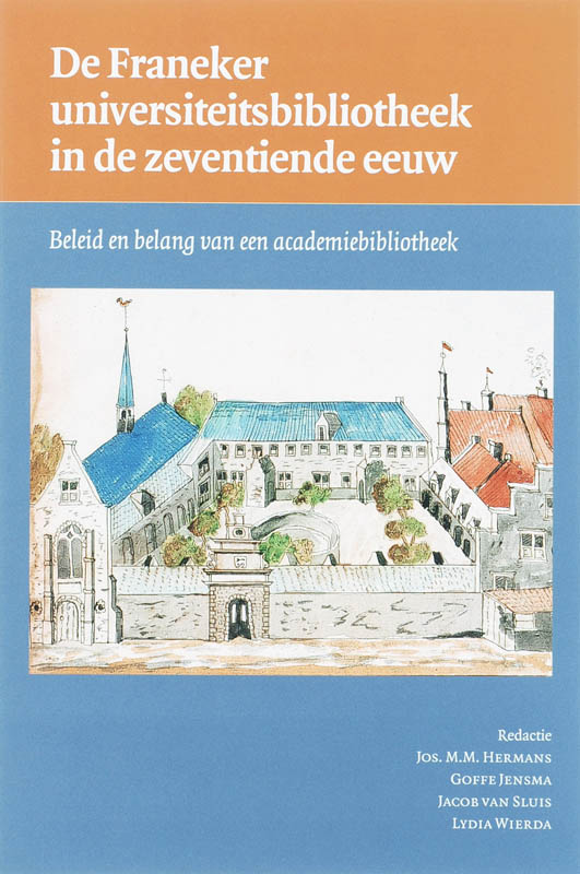 Omslag van De Franeker universiteitsbibliotheek in de zeventiende eeuw