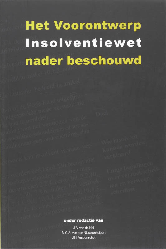 Omslag van Het voorontwerp Insolventiewet nader beschouwd