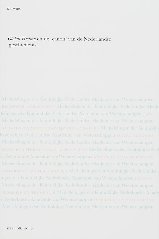 Omslag van Global history en de 'canon' van de Nederlandse geschiedenis