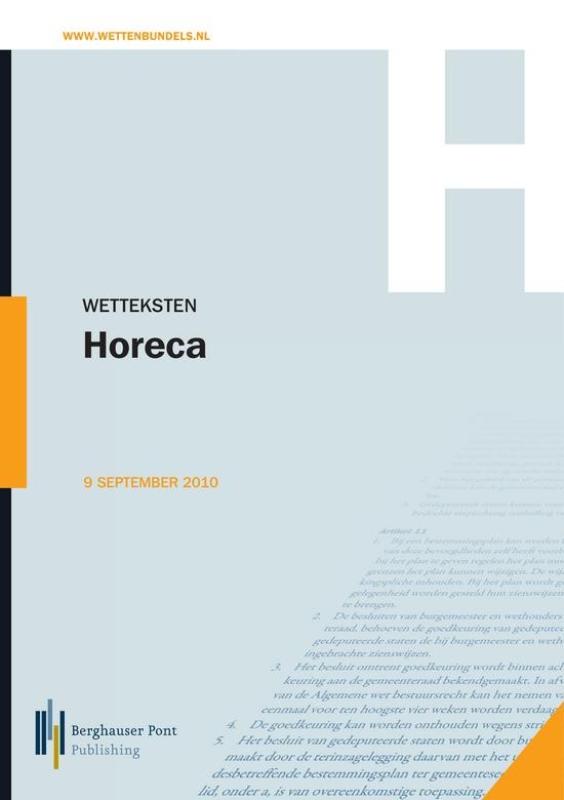 Omslag van Wetteksten Horeca