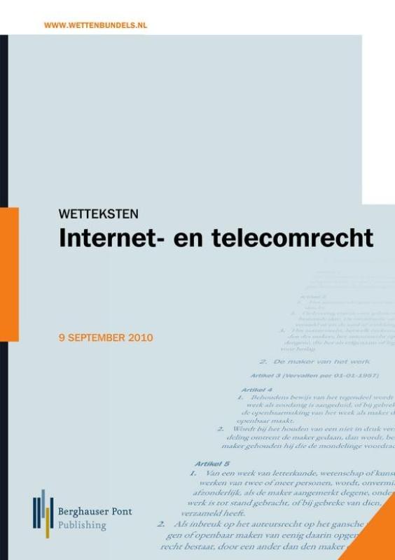 Omslag van Wetteksten Internet- en telecomrecht