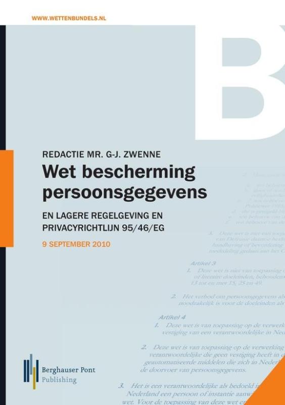 Omslag van Wet bescherming persoonsgegevens