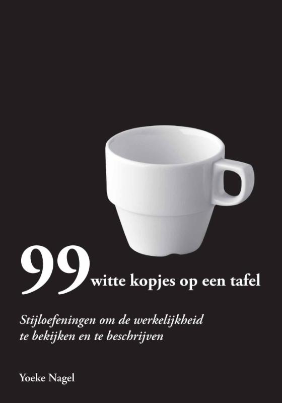 Omslag van 99 witte kopjes op een tafel