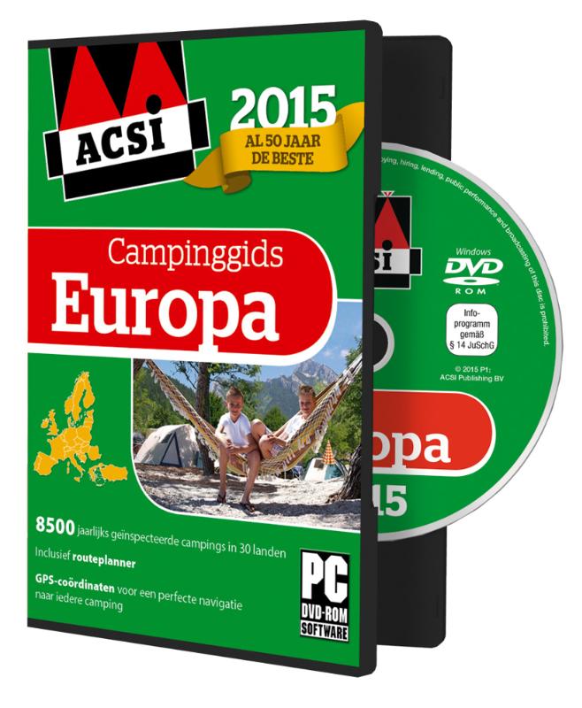 Omslag van ACSI campinggids Europa 2015 + DVD