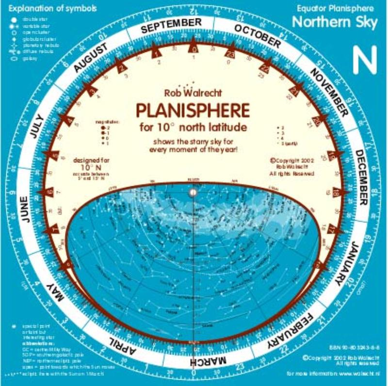 Omslag van Planisphere for Equator area (10 degrees N and 10 degrees S)