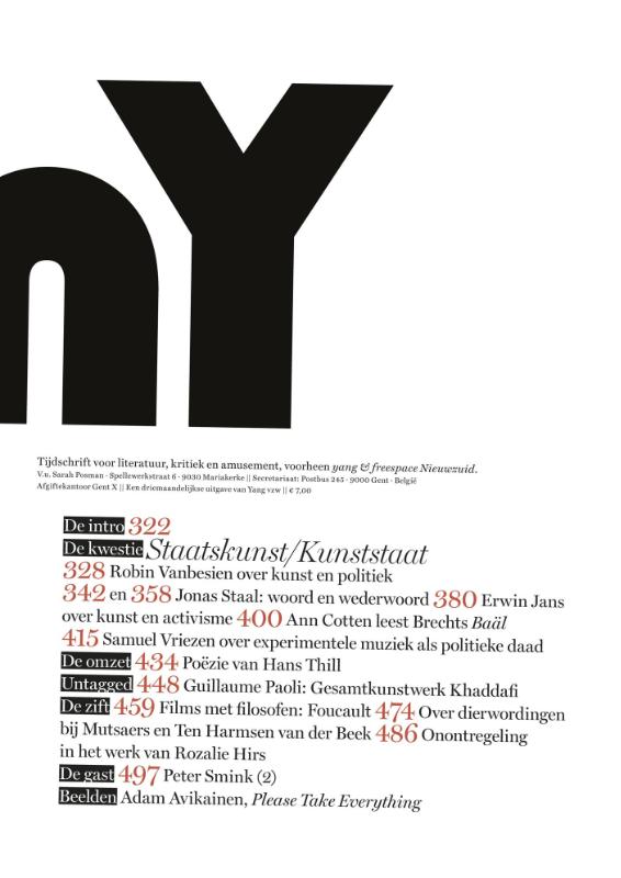 Omslag van nY#11 Staatkunst/Kunststaat