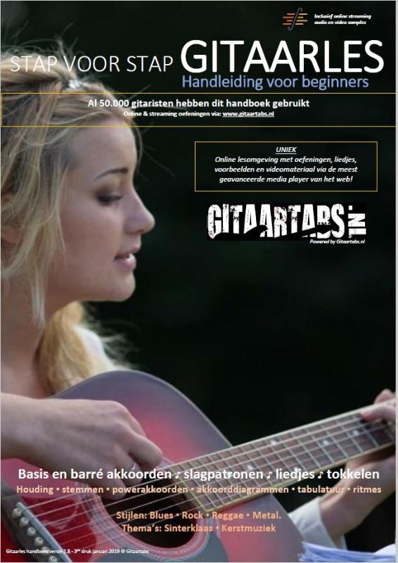 Omslag van Stap voor Stap Gitaarles Handboek - Inclusief Online Videos & Streaming Samples