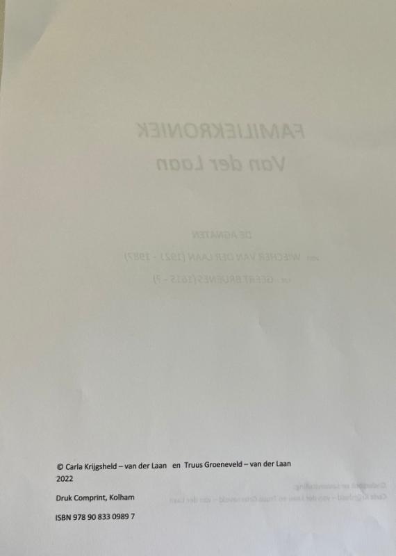 Omslag van FAMILIEKRONIEK Van der Laan