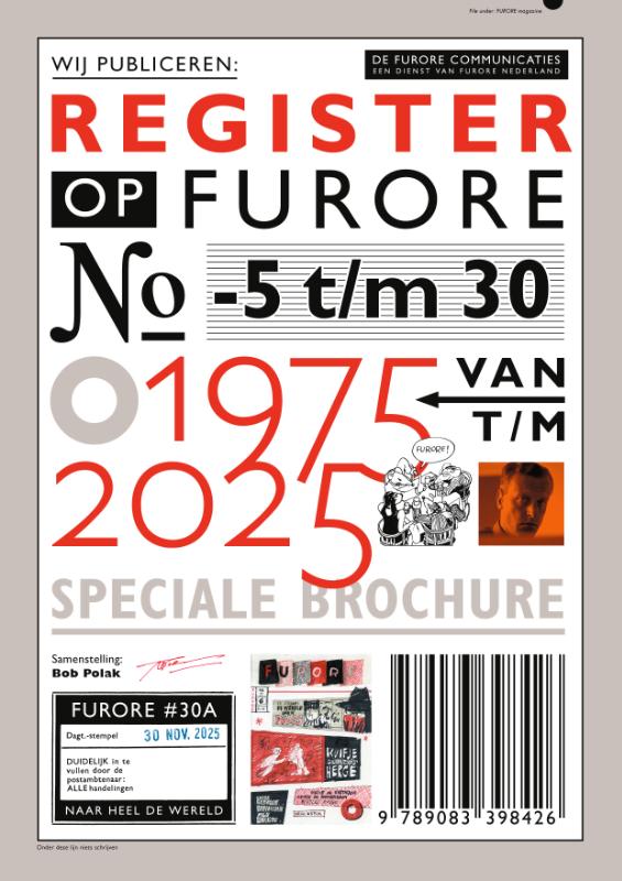 Omslag van Register op Furore No. -5 t/m 30 (1975-2025)
