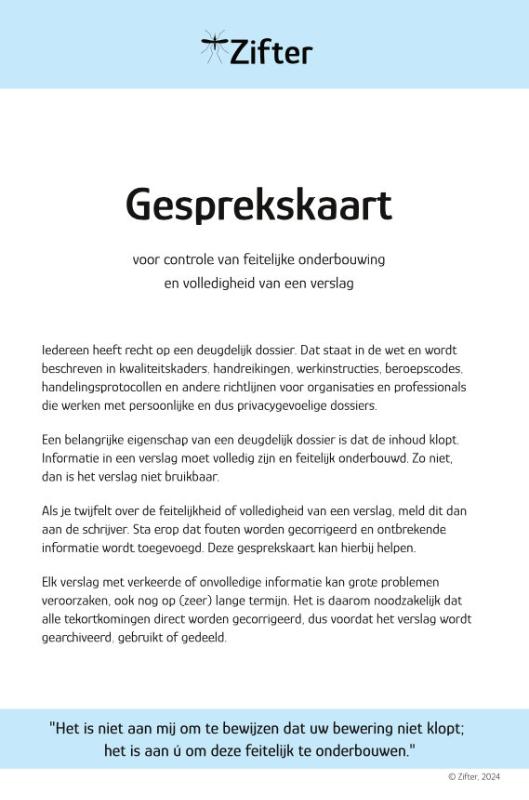 Omslag van Zifter Gesprekskaart