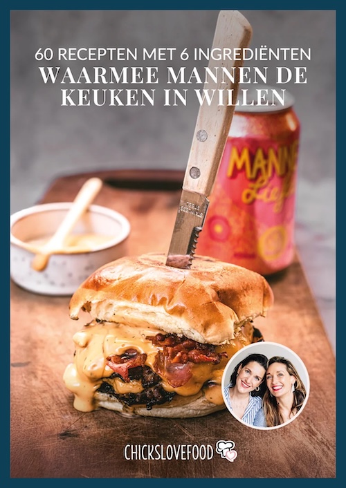 Omslag van 60 recepten met 6 ingrediënten waarmee mannen de keuken in willen