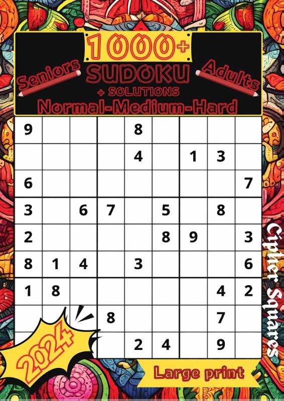 Omslag van 1000+ Sudoku - Normal Medium Hard + Solutions (Easy to read)
