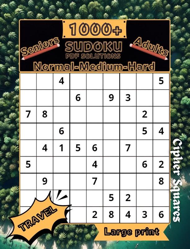 Omslag van 1000+ Sudoku Travel gold - Normal Medium Hard - QR Solutions ( easy to read )