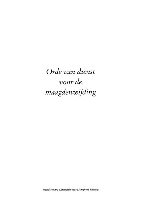 Omslag van Orde van dienst voor de maagdenwijding