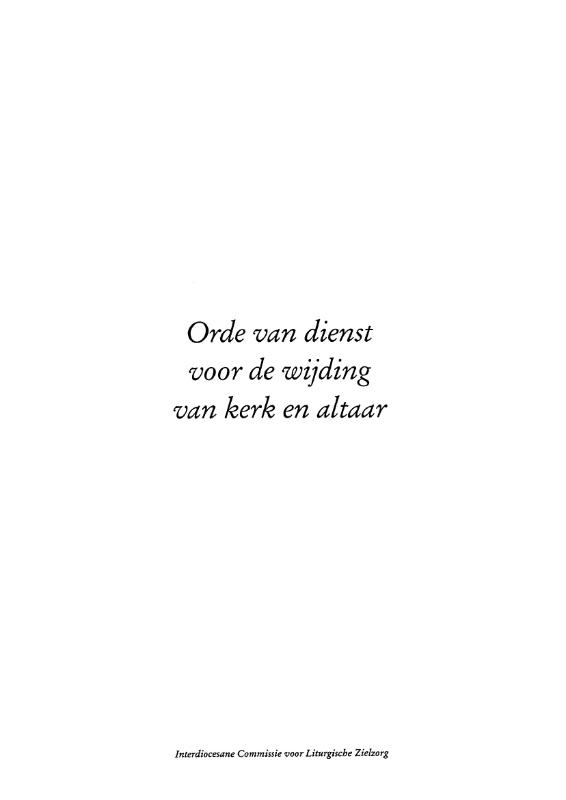 Omslag van Orde van dienst voor de wijding van kerk en altaar