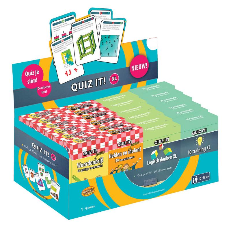 Omslag van display QUIZ IT! bevat 4 titels, à 6 ex. per titel