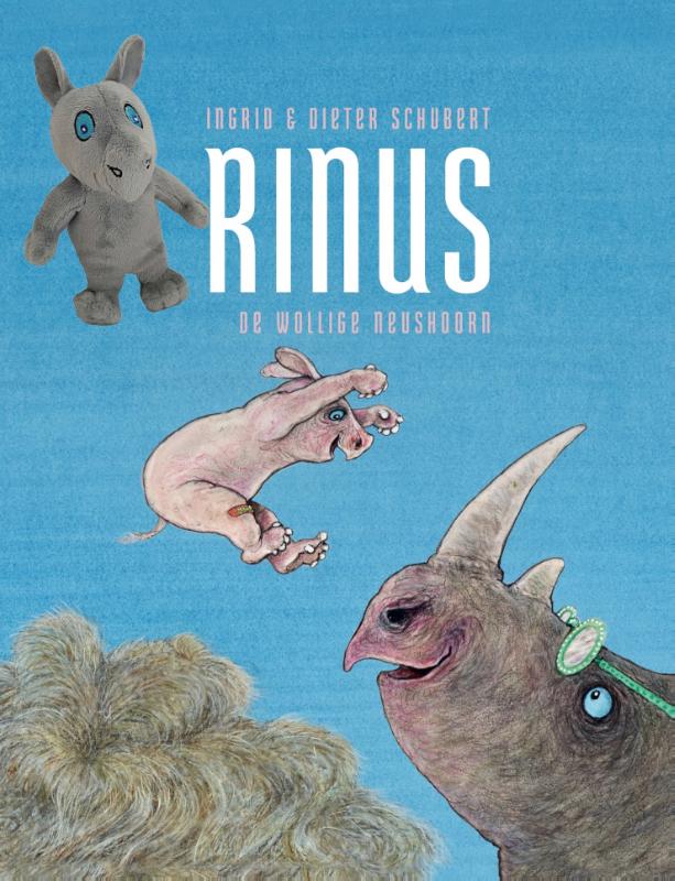 Omslag van Rinus, de wollige neushoorn met knuffel